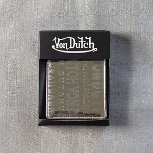 Von Dutch Silver Mirror Logo Metallic Embossed Wallet NEW!